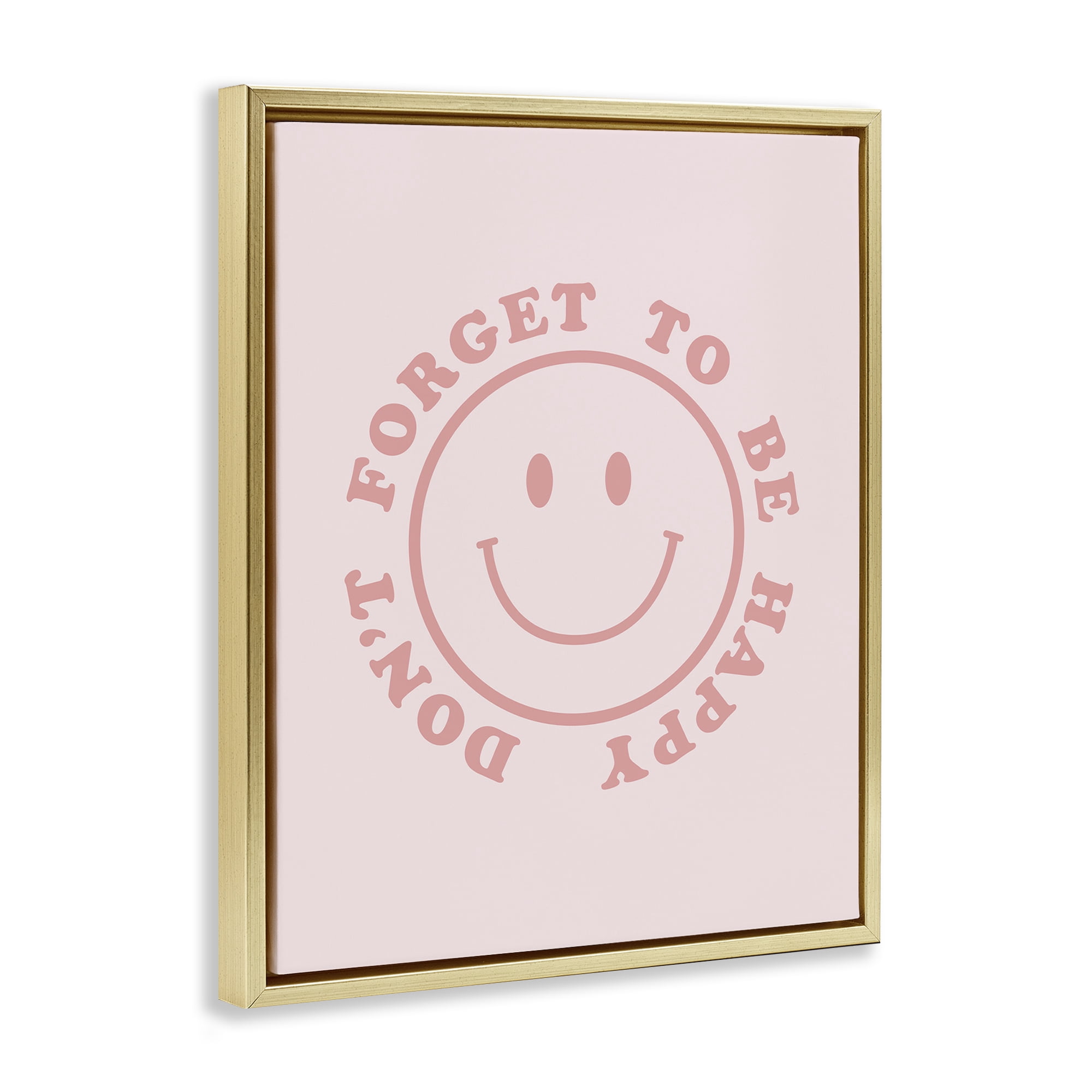 Stupell Industries Don't Forget Be Happy Typography Painting Gold Floater Framed Art Print Wall Art, 17 x 21