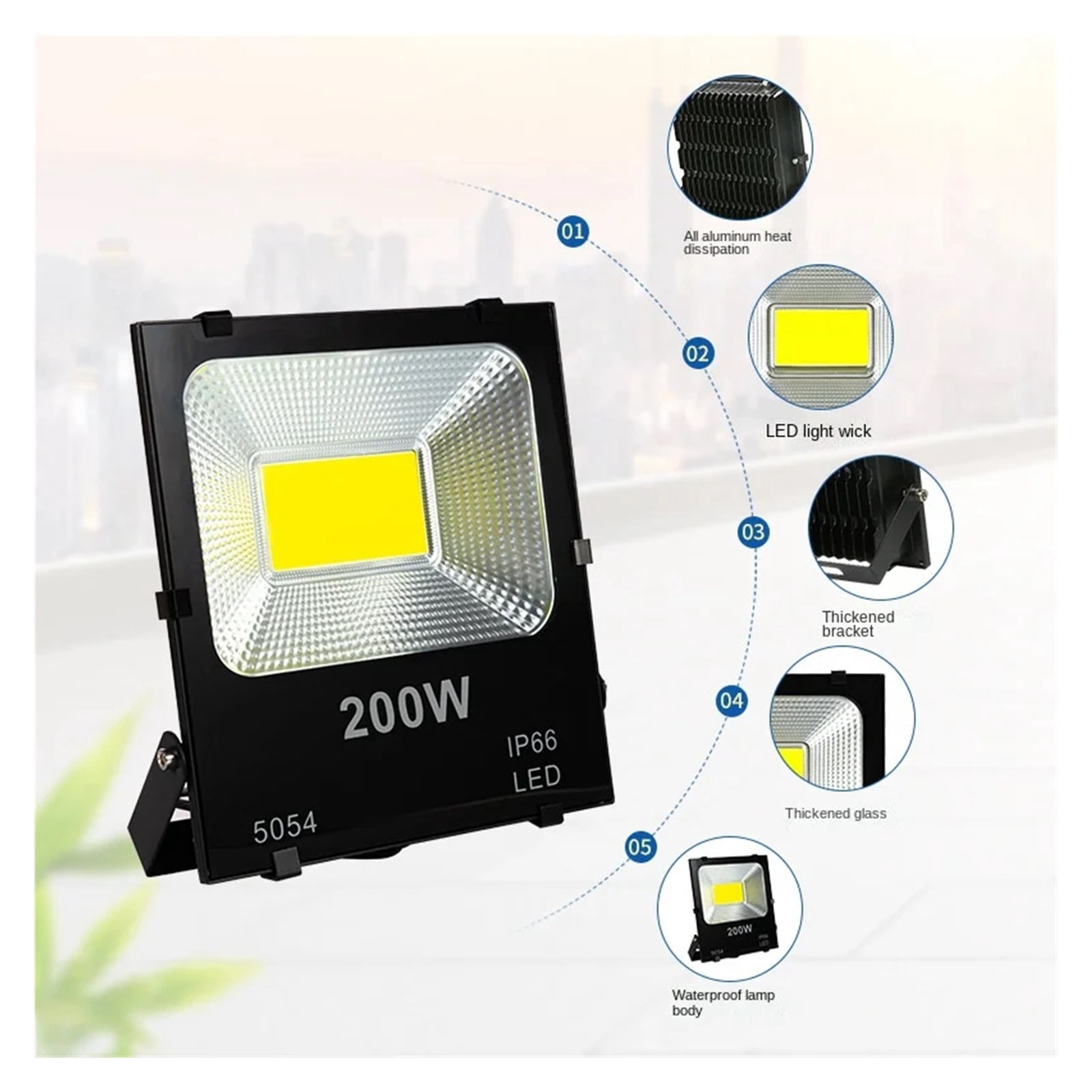 Led Flood Light Outdoor Wall Lamp 50W 100W 150W 200W Floodlight Exterior Street Waterproof Spotlight Garden Stadium - Wide Angle Beam