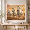 thumbnail image 5 of White Horses Running on Golden Grassland Majestic Photorealistic Style for Nature Lovers Wildlife Wall Art Housewarming Gift Tapestry Wall Hanging for Bedroom, Living Room and Dorm, 5 of 7