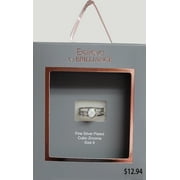 Womens Believe by Brilliance Fine Silver Plate Opal Ring with AAA CZ Stones in Size 9.