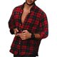 thumbnail image 3 of Camisas Hombre Manga Larga Camisa Formal de manga larga con botones y solapa a cuadros para hombre, informal, a la , a la , delgada, ligera y transpirable (Red, L), 3 of 7