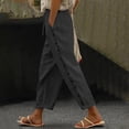 thumbnail image 6 of GZWYHT ，High Waisted Baggy Pants Elastic Waist Beach Trousers With Pockets Casual Straight Leg Capri Pants Comfy Straight Leg Trousers，Black L, 6 of 6