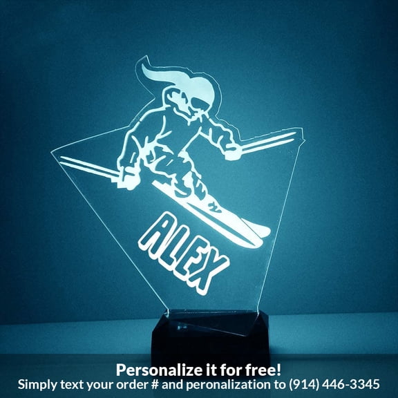 Mirror Magic Store Skier Color Changing Personalized LED Light with Remote Control