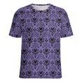 thumbnail image 5 of Purple Gothic Eyes Pattern Women's Short Sleeve T-Shirt Crew Neck Casual Summer Trendy Loose Fit Tops, 5 of 6