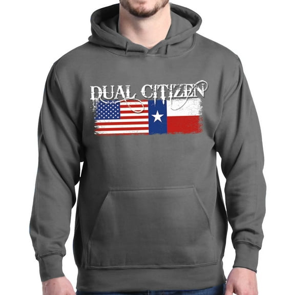 Shop4Ever Men's Dual Citizen USA & Lone Star Texas Flags Hooded Sweatshirt Hoodie