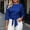 Blue, variant on Retro Vintage Womens Summer Tops Crew Neck Polyester Blend Elbow-Length Beige Modern Solid Fashion Ribbon Blouses & Tops Beige,Xxxl