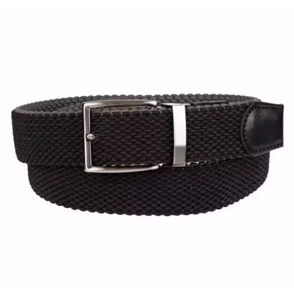 Tommy Bahama Men's Reversible Braided Stretch Belt (Black/Grey, L/XL)