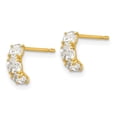 thumbnail image 2 of Auriga 14k Yellow Gold CZ Three Stone Hoop Earrings for Women(L- 8mm, W-4mm), 2 of 6