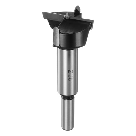 Uxcell Forstner Drill Bit for Woodworking, 1-1/2in (38mm) Carbide Tip Round Shank Hinge Cutter for Wood Hole Drilling Opener
