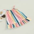 thumbnail image 3 of Girl Sleeveless Dress Vertical Stripe Ruffle Hem Spaghetti Strap Dress, 3 of 8