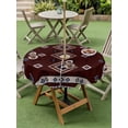 thumbnail image 3 of Outdoor Tablecloth with Umbrella Hole and Zipper, Brown Boho Round Table Cloth 54 Inch Waterproof Tablecloth, Retro Farmhouse Abstract Geometric Ethnic Art Picnic Table Cover for Patio Camping, 3 of 7