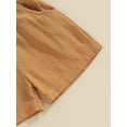 thumbnail image 6 of Springcmy Toddler Baby Boys Clothes Set Cotton Linen Short Sleeve Button Down Shirt Top and Shorts 2PCS Summer Outfit C# Light Coffee 3-4 Years, 6 of 7