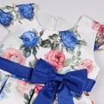 thumbnail image 5 of ZQUUVOU Toddler Flower Girl Dress for Wedding Flutter Sleeve Floral Bow Princess Birthday Tea Party Sundress Blue, 5 of 8