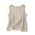 thumbnail image 4 of Women Cotton Linen Tank Tops Loose Fit Casual Sleeveless Summer Linen Shirts Lightweight Gauze Crewneck Camisole 2026 20# Beige XL, 4 of 8