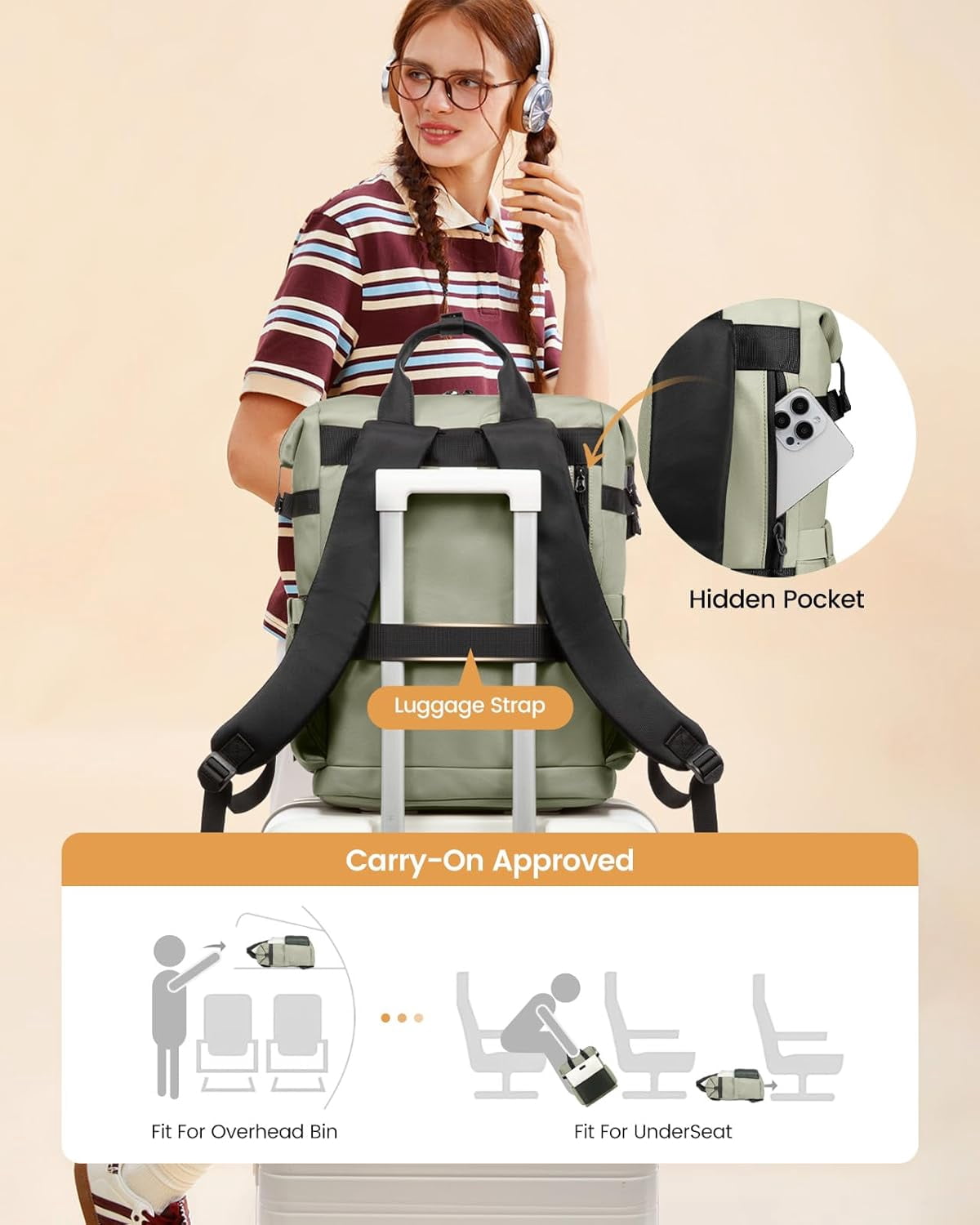 LOVEVOOK Laptop Backpack for Women,15.6 Inch Work Travel Backpack Purse for College Bookbag for Waterproof Computer Bag for Teacher Nurse Business, Black-Beige-Grey