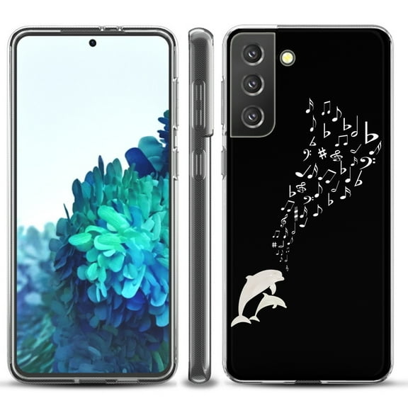 Slim-Fit TPU Protective Phone Case compatible with Samsung Galaxy S21  5G / S21 PLUS 5G, by OneToughShield ® - Dolphin Music
