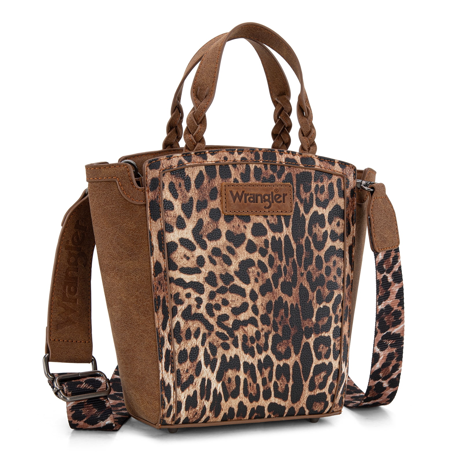 Wrangler Purse for Women Animal Print Crossbody Bags Top-Handle Shoulder Bag Leopard Print Handbag for Everyday Casual Use, Brown