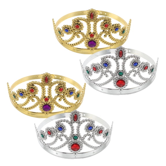 TABLZONE Plastic Crowns Multi-Color Lightweight Party Accessories 4 Pieces for Kids Birthday Celebration