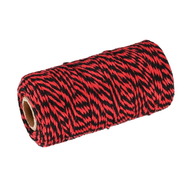 Unique Bargains Twine Packing String Wrapping Cotton Twine 100M Red and Black Rope for Gift Wrapping Twine