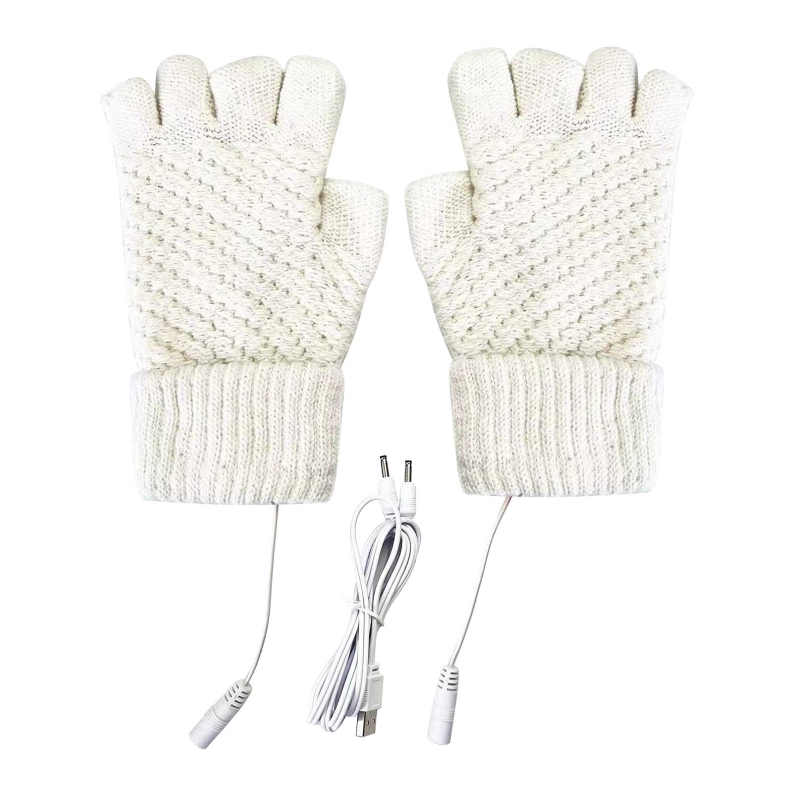 USB Heating Knitted Gloves Winter Warm Hand Protection Cold
