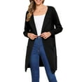 thumbnail image 1 of Cárdigan de suéter para mujeres, abrigo de otoño, de frente abierto, de manga larga, de longitud media, abrigo de punto, chaqueta negra, 1 of 6
