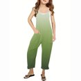 thumbnail image 1 of RXIRUCGD Girls Casual Jumpsuits Gradient Print Sleeveless Summer Rompers Long Pants With Pockets For 5-14 Years( Green, Size:5 Years ), 1 of 6