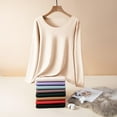 thumbnail image 5 of Womens Tops Long Sleeve Solid Color Reversible De Fleece Thickened Warmth Blouses Beige,Blouse for Women, 5 of 6