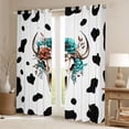 thumbnail image 2 of Homewish Tribal Sheep Skeleton Curtains Pack of 2 (42x84 Each) for Kids, Fashion Cow Print Curtains Blackout, Hippie Western Flower Bedroom Curtains, Black Out Curtains Decor, 2 of 6