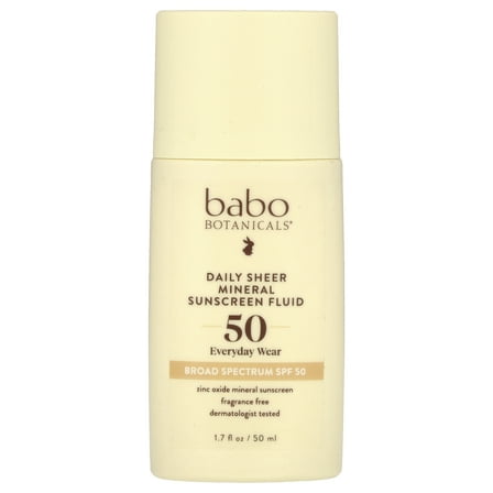 Babo Botanicals Daily Sheer Mineral Sunscreen Fluid SPF 50 , 1.7 oz Sunscreen