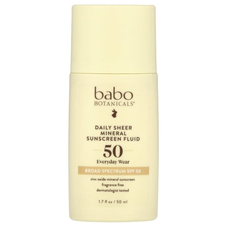 Babo Botanicals Daily Sheer Mineral Sunscreen Fluid SPF 50   1.7 oz Sunscreen