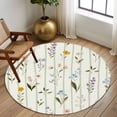 thumbnail image 2 of Round Rug 6Ft Washable Non-Slip, Spring Floral Circle Area Rugs for Living Room Bedroom, Summer Botanical Sage Green Striped Indoor Floor Mats Carpet Runner for Home Decor Aesthetic, 2 of 8
