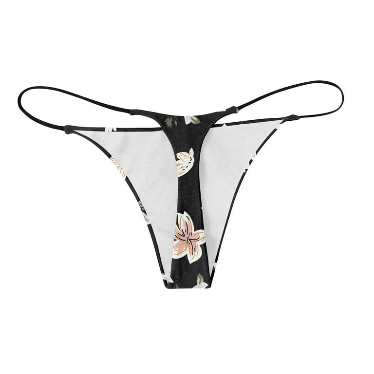 Sksloeg Cotton G-String, Panties No Show Thong Seamless Underwear Low Rise  Comfortable Microfiber Workout,Black L 