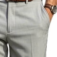 thumbnail image 5 of Men's 2 PC Set Geometric Print Quarter Button Shirt and Dress Pants Business Casual Summer Outfit Sets White S, 5 of 5