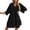 Black, variant on Women's V Neck Puff Sleeve Cake Dress Solid Color Short Sleeve Flowy Tiered Midi Dress Spring Summer Casual Party Beach Wear