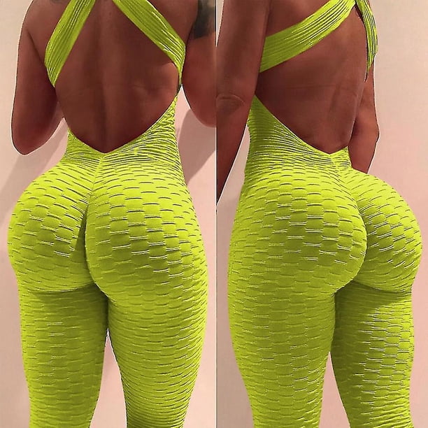 SAILING Traje de yoga para mujer Chándal Tiktok Scrunch Butt Criss Cross Yoga Fitness Gimnasio Entrenamiento Body de cintura alta Mameluco Deportes Levantamiento de glúteos Control de barrig