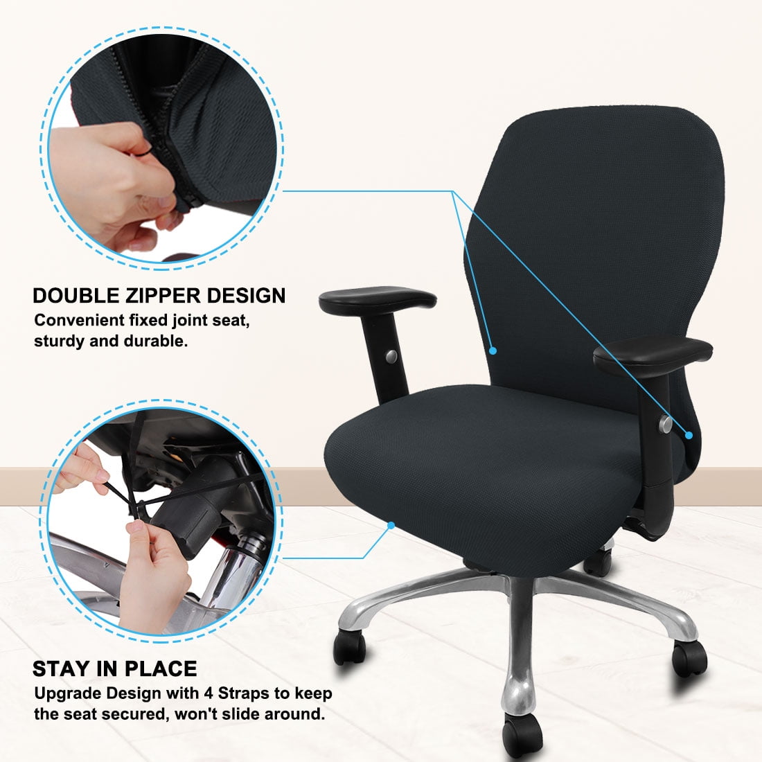Unique Bargains Stretch Office Chair Cover Armchair Protector Slipcovers Gray M
