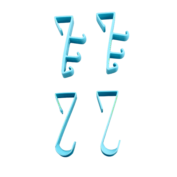 Over The Door Hooks Hangers - 4 Pack Blue Plastic Valet Set for Coats, Towels, Clothes, Bathrobes, and Shirts - Durable Laundry Hanger by Dependable Industries