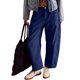 thumbnail image 2 of Pantalones de pana con cintura elástica de altura media para mujer: pierna ancha, trabillas para cinturón, pantalones informales para el día a día., 2 of 6