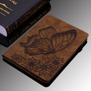 Decase Case for Amazon Kindle Fire Max 11 Case (13th Generation, 2023 Release) 11, PU Leather Folio Stand Embossed Butterfly Stand Cover with Elastic Band Stylus for Fire Max 11 Tablet, Brown