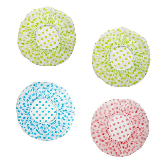 Shower Caps, 4Pcs Waterproof Shower Caps for Women, MoHern Reusable Shower Caps Large(Pink&Blue&Green)