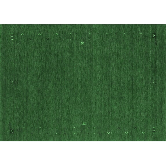 Ahgly Company Indoor Rectangle Abstract Emerald Green Contemporary Area Rugs, 8' x 10'