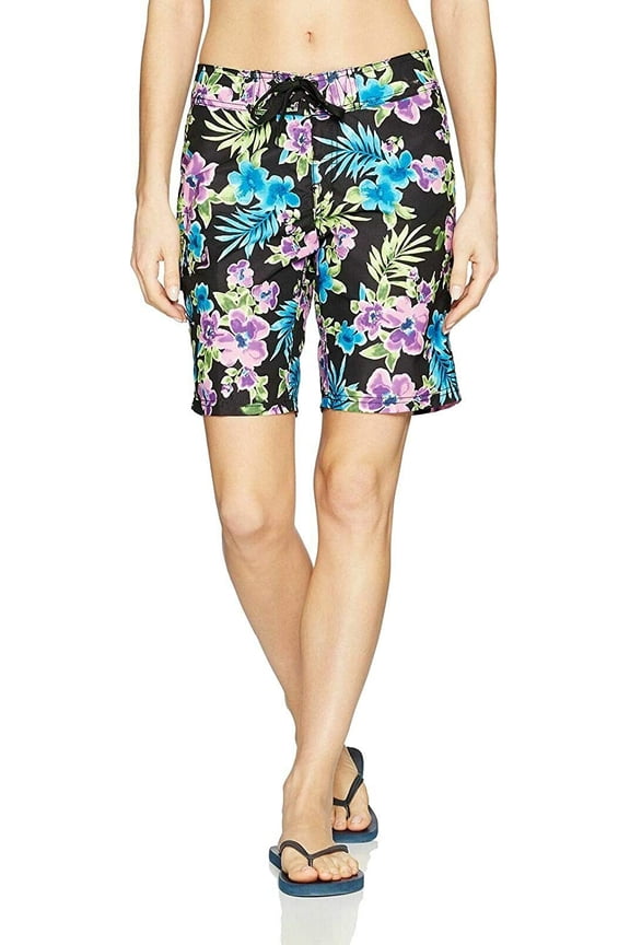 Women's Oceanside UPF 50+ Active Swim Board Short (Reg & Plus Sizes) 14 Katya Black/Blue