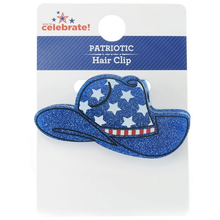 Way to Celebrate Americana Acrylic Cowboy Hat Claw Clip, Blue, 1 Piece