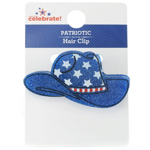 Way to Celebrate Americana Acrylic Cowboy Hat Claw Clip, Blue, 1 Piece