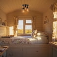 thumbnail image 3 of FSLiving 3 Lights RV Twine Braiding Wall Light with 12V Black Natural Decorative Light Ceiling Light Hallway Light Ceiling Mount, E26 2700K Bulb Included Industrial Semi Flush Mount for RV Camper, 3 of 7