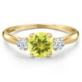 thumbnail image 3 of Gem Stone King 10K Yellow Gold Canary Mystic Topaz and White Zirconia 3-Stone Ring for Women | 1.22 Cttw | Round 6MM | Gemstone November Birthstone | Size 9, 3 of 6