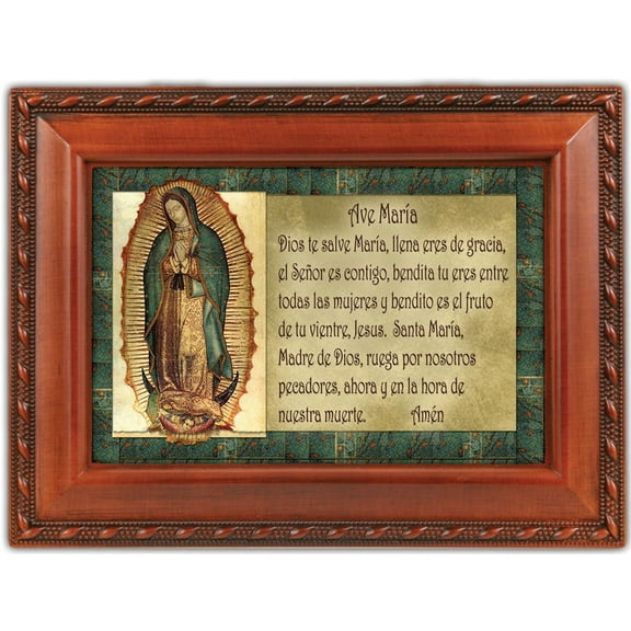 Ave Maria (Hail Mary) Cottage Garden Inspirational Woodgrain Traditional Music Box Plays Ave Maria