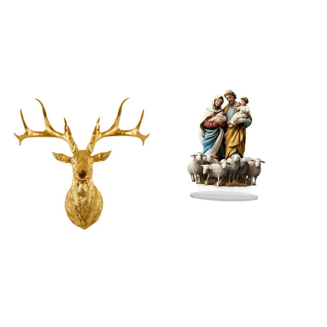 Escultura de pared de cabeza de ciervo de resina y decoración de escritorio de acrílico, fusión de arte bohemio único, adorno de mesa para oficina, ho