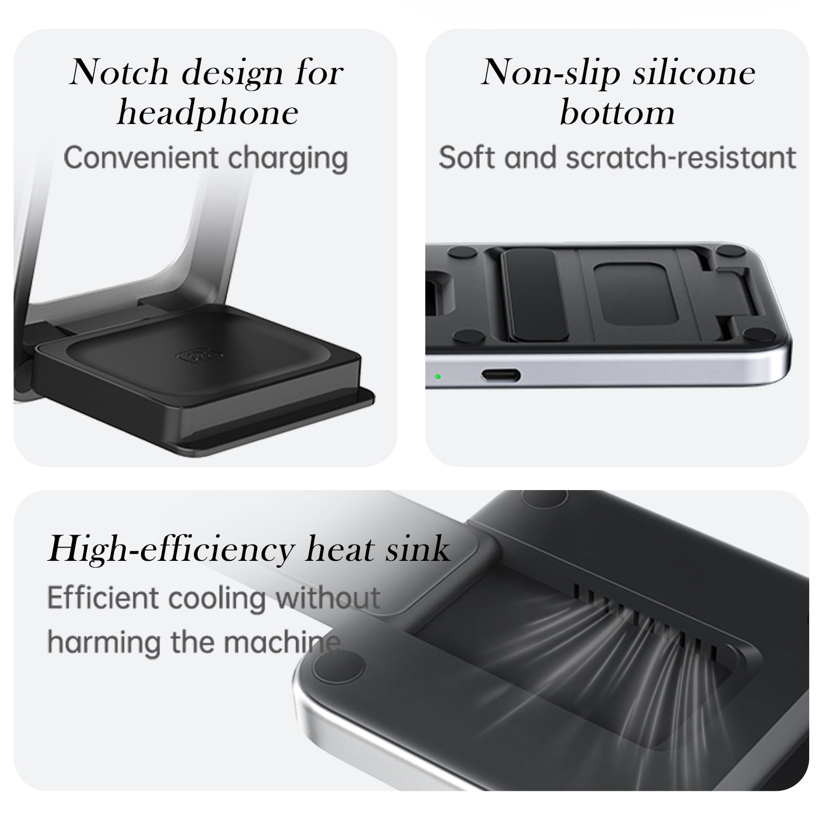 3-in-1 Magnetic Wireless Charging Station, Foldable Fast Charger Stand Compatible with MagSafe iPhone 17-12, Android Phones, Apple Watch & AirPods