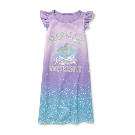 Knee Length Short Sleeve Nightgown The Children's Place Girls' short sleeve 'mermaid university' pajama nightgown (little girl & big girl) ()
